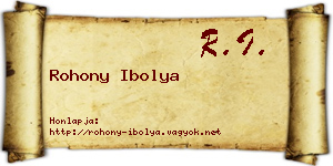 Rohony Ibolya névjegykártya